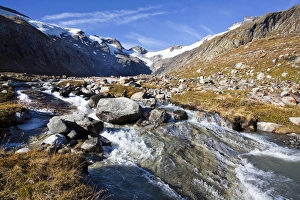 the valley Maurer Tal in the national park Hohe Tauern with a view of the glacier Maurer Kees the valley Maurer Tal in the national park Hohe Tauern with a view of the glacier Maurer Kees