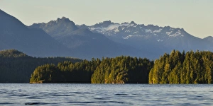 Vancouver Island. Waters of Clayoquot Sound, with mountains of Strathcona National Vancouver Island. Waters of Clayoquot Sound, with mountains of Strathcona National
