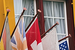 Various Swiss flags, Appenzeller, Switzerland Various Swiss flags, Appenzeller, Switzerland