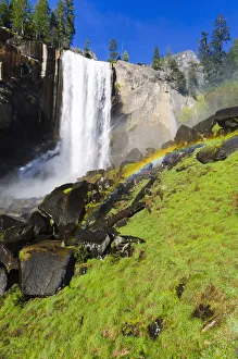 Vernal Falls and rainbow on the Mist Trail, Yosemite National Park, California, USA Vernal Falls and rainbow on the Mist Trail, Yosemite National Park, California, USA