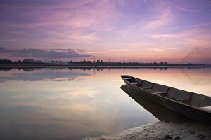 Vientiane, Laos. The capital city of Laos. Fishermen often come out along the river Vientiane, Laos. The capital city of Laos. Fishermen often come out along the river