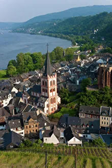 View over Bacharach & River Rhine, Rhine Valley, Germany View over Bacharach & River Rhine, Rhine Valley, Germany