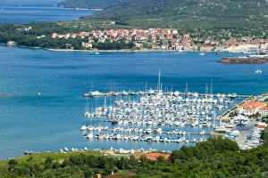 view of Cres marinna and town, cres, croatia, eastern europe. balkan, europe view of Cres marinna and town, cres, croatia, eastern europe. balkan, europe