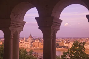 View from Fishermens Bastion next to Matyas Church, Castle Hill, Bude side of Central Budapest View from Fishermens Bastion next to Matyas Church, Castle Hill, Bude side of Central Budapest