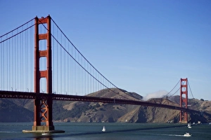 A view of the Golden Gate Bridge on a fall day in the late afternoon A view of the Golden Gate Bridge on a fall day in the late afternoon