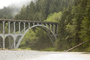 View of historic bridge near Haceta Head Lighthouse - State Park. Near Florence, Oregon View of historic bridge near Haceta Head Lighthouse - State Park. Near Florence, Oregon