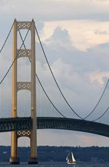View of the Mackinac Bridge connecting the Upper and Lower peninsulas of Michigan, USA View of the Mackinac Bridge connecting the Upper and Lower peninsulas of Michigan, USA