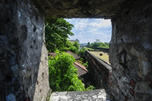 View through the old watchtower Baluarte de San Diego, Intramuros, Manila, Luzon View through the old watchtower Baluarte de San Diego, Intramuros, Manila, Luzon