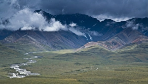 View of Polychrome Pass after autumn rainstorm at Denali NP, Alaska View of Polychrome Pass after autumn rainstorm at Denali NP, Alaska