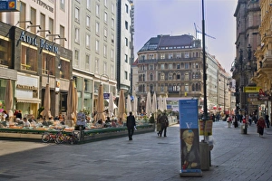 A view down a street in Viennia Austria as I walked the tourist seen A view down a street in Viennia Austria as I walked the tourist seen