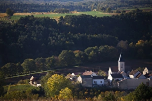 Village in Haute Cote de Beaune, vineyards in autumn, Cote d'Or, Burgundy, France Village in Haute Cote de Beaune, vineyards in autumn, Cote d'Or, Burgundy, France