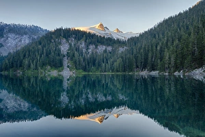 WA, Glacier Peak Wilderness, Snowking Mountain, reflected in Found Lake WA, Glacier Peak Wilderness, Snowking Mountain, reflected in Found Lake