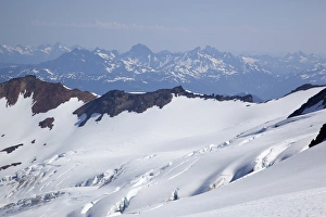 WA, Mount Baker, Crevassed Roosevelt Glacier, with North Cascade mountain range WA, Mount Baker, Crevassed Roosevelt Glacier, with North Cascade mountain range