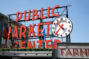 WA, Seattle, Public Market Center sign, at the Pike Place Market WA, Seattle, Public Market Center sign, at the Pike Place Market