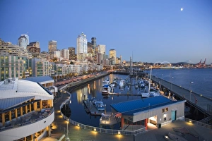 WA, Seattle, Seattle skyline from Pier 66 with Elliott Bay WA, Seattle, Seattle skyline from Pier 66 with Elliott Bay