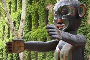 WA, Seattle, Spirit of Kwakiutl totem at Occidental Park WA, Seattle, Spirit of Kwakiutl totem at Occidental Park