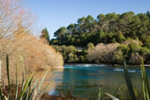 Waikato River above Huka Falls, near Taupo, North Island, New Zealand Waikato River above Huka Falls, near Taupo, North Island, New Zealand