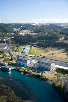 Wairakei Geothermal Power Station and Waikato River, near Taupo, North Island, New Wairakei Geothermal Power Station and Waikato River, near Taupo, North Island, New