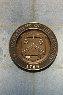 Washington, DC, The Treasury Department, bronze emblem Washington, DC, The Treasury Department, bronze emblem