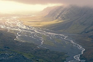 Water outlet from the Skalafelljokul Glacier in the morning sun Iceland Water outlet from the Skalafelljokul Glacier in the morning sun Iceland
