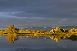 Wetlands pond at sunset at Pablo NWR near Polson, Montana, USA Wetlands pond at sunset at Pablo NWR near Polson, Montana, USA