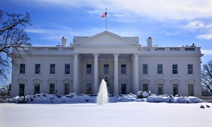 White House Fountain Flag After Snow Pennsylvania Ave Washington DC White House Fountain Flag After Snow Pennsylvania Ave Washington DC