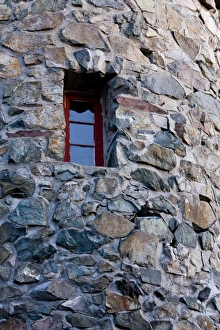 A window in the stone fire tower on Mount Prospect at at the John Wingate Weeks State A window in the stone fire tower on Mount Prospect at at the John Wingate Weeks State