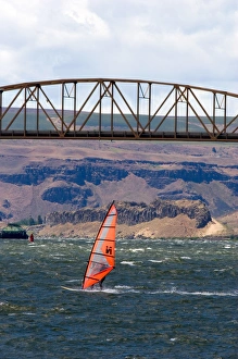 Windsurfing the Columbia River near Biggs, Oregon Windsurfing the Columbia River near Biggs, Oregon