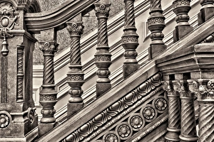 Woodwork on a railing at the Tippecanoe County Courthouse, Lafayette, Indiana Woodwork on a railing at the Tippecanoe County Courthouse, Lafayette, Indiana