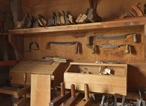 Woodworking tools in carpentry shop at Ft. Vancouver National Historic Site, Vancouver Woodworking tools in carpentry shop at Ft. Vancouver National Historic Site, Vancouver