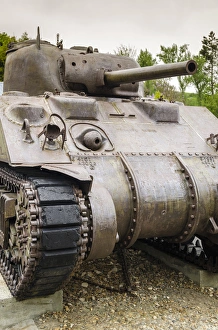 World War II tank at Omaha Beach, Normandy, France World War II tank at Omaha Beach, Normandy, France