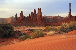 Yei Bi Chei and Totem Pole in Early Morning Light, Monument Valley, Arizona, USA Yei Bi Chei and Totem Pole in Early Morning Light, Monument Valley, Arizona, USA
