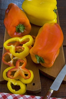 Yellow and red peppers or bell pepper, or sweet pepper Yellow and red peppers or bell pepper, or sweet pepper