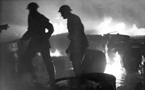 Firefighters in action, Mitcham, Surrey, WW2 Firefighters in action, Mitcham, Surrey, WW2