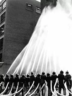 Print favourites Collection: Firefighters and hoses, LFB annual review, Lambeth HQ LFB150
