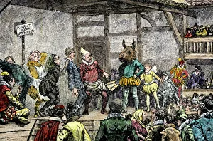 Actors on stage in the days of Shakespeare Actors on stage in the days of Shakespeare