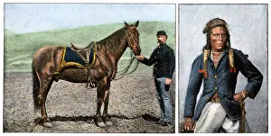 US Army survivors of Custers Last Stand - horse and scout, Curley US Army survivors of Custers Last Stand - horse and scout, Curley