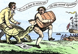 Cartoon protesting Jeffersons trade embargo, 1807 Cartoon protesting Jeffersons trade embargo, 1807
