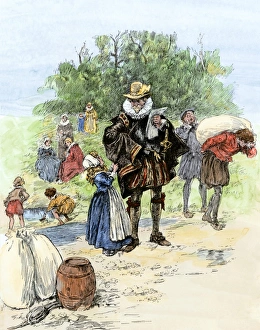 Colonists arriving on Roanoke Island, 1585 Colonists arriving on Roanoke Island, 1585