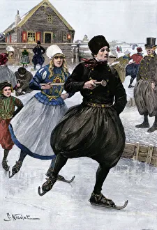 Dutch skaters on the Zuider Zee, 1800s Dutch skaters on the Zuider Zee, 1800s