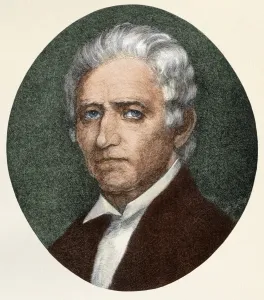 Daniel Boone Print: Digitally Colored Woodcut Portrait of an Older Explorer