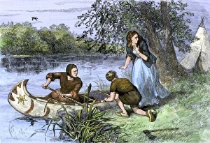 Hannah Duston escapes from capture by Native Americans Hannah Duston escapes from capture by Native Americans