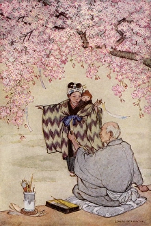Japanese poet under a cherry tree Japanese poet under a cherry tree