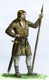 Man dressed in traditional Celt or Finnish attire Man dressed in traditional Celt or Finnish attire