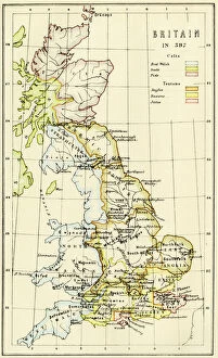 Ancient Collection: Map of Britain in 597 AD