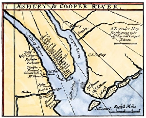 Map of colonial Charleston, South Carolina, 1600s Map of colonial Charleston, South Carolina, 1600s