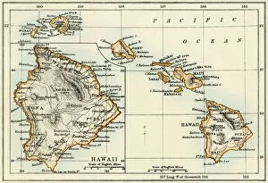 Pacific Collection: Map of Hawaii, 1870s