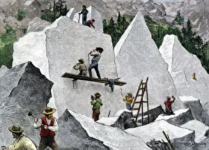 Mormons cutting stone for their temple, Utah Mormons cutting stone for their temple, Utah