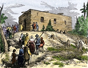 Plymouth colonists going to church Plymouth colonists going to church