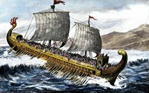 A trireme, used by the ancient Greeks and Romans A trireme, used by the ancient Greeks and Romans